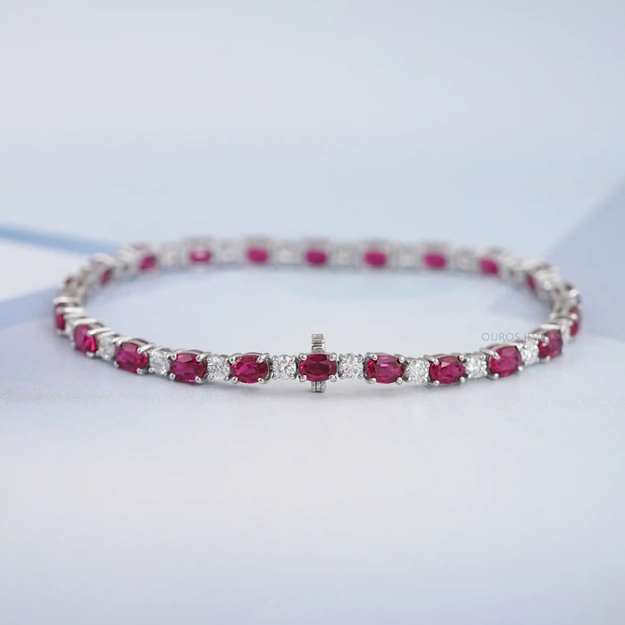 Ruby Oval Gemstone Bracelet