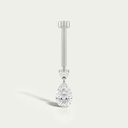 Pear Diamond Threaded Charm Earring