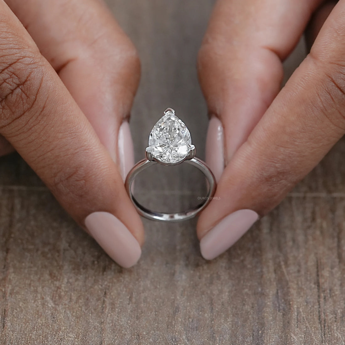 Pear Cut Lab Diamond Solitaire Engagement Ring Rings