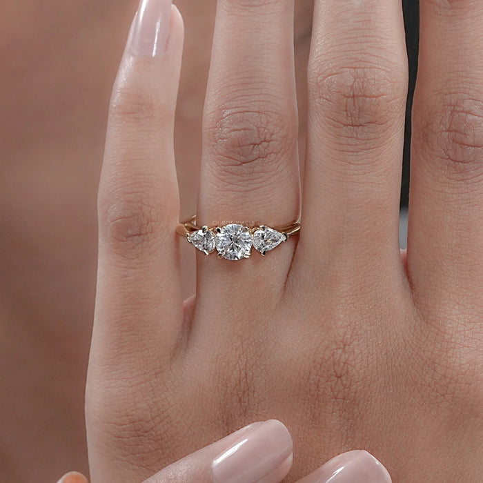 3 Stone Round Cut Lab Diamond Engagement Ring Rings