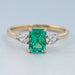 Emerald Gemstone And Pear Diamond Trio Engagement Ring Rings