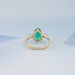 Green Pear And Kite Cut Three Stone Engagement Ring