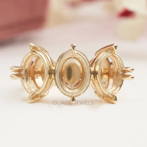 Three Stone Oval Semi Mount Engagement Ring
