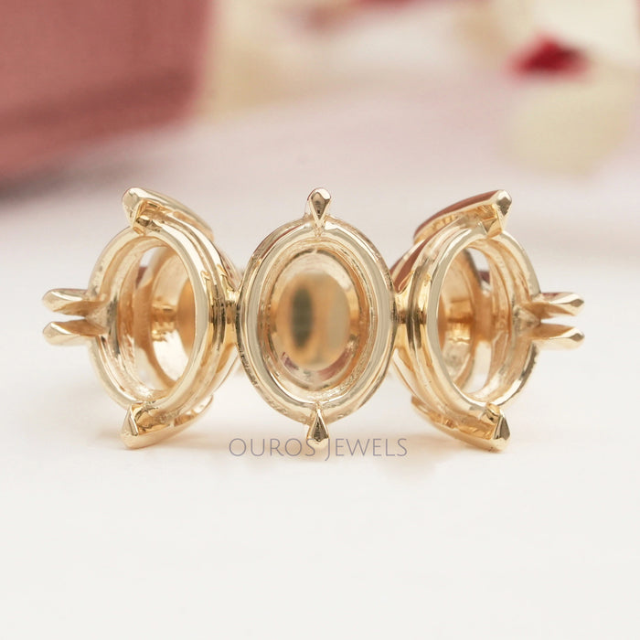 Three Stone Oval Semi Mount Engagement Ring