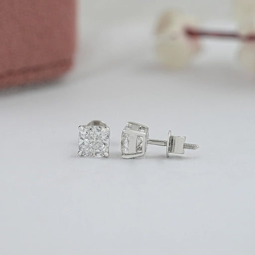 Square Cushion Cut Lab Diamond Solitaire Stud Earrings