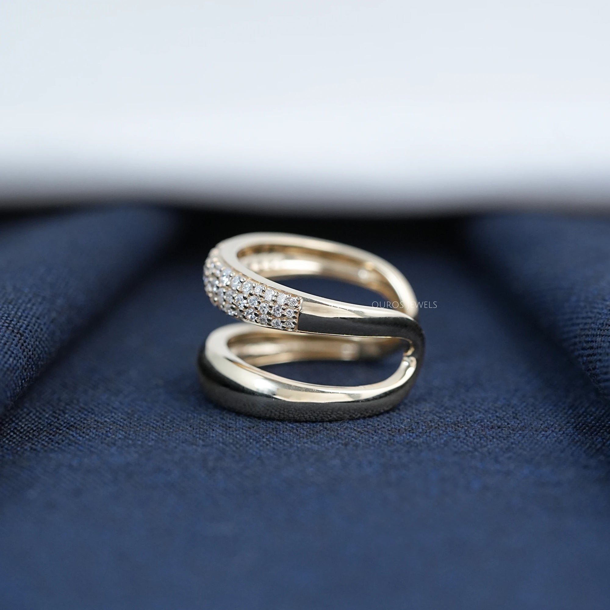 Gold Double Domed Open Cuff Ring