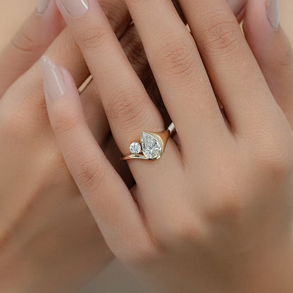 Bezel Set Pear Diamond Toi Et Moi Engagement Ring