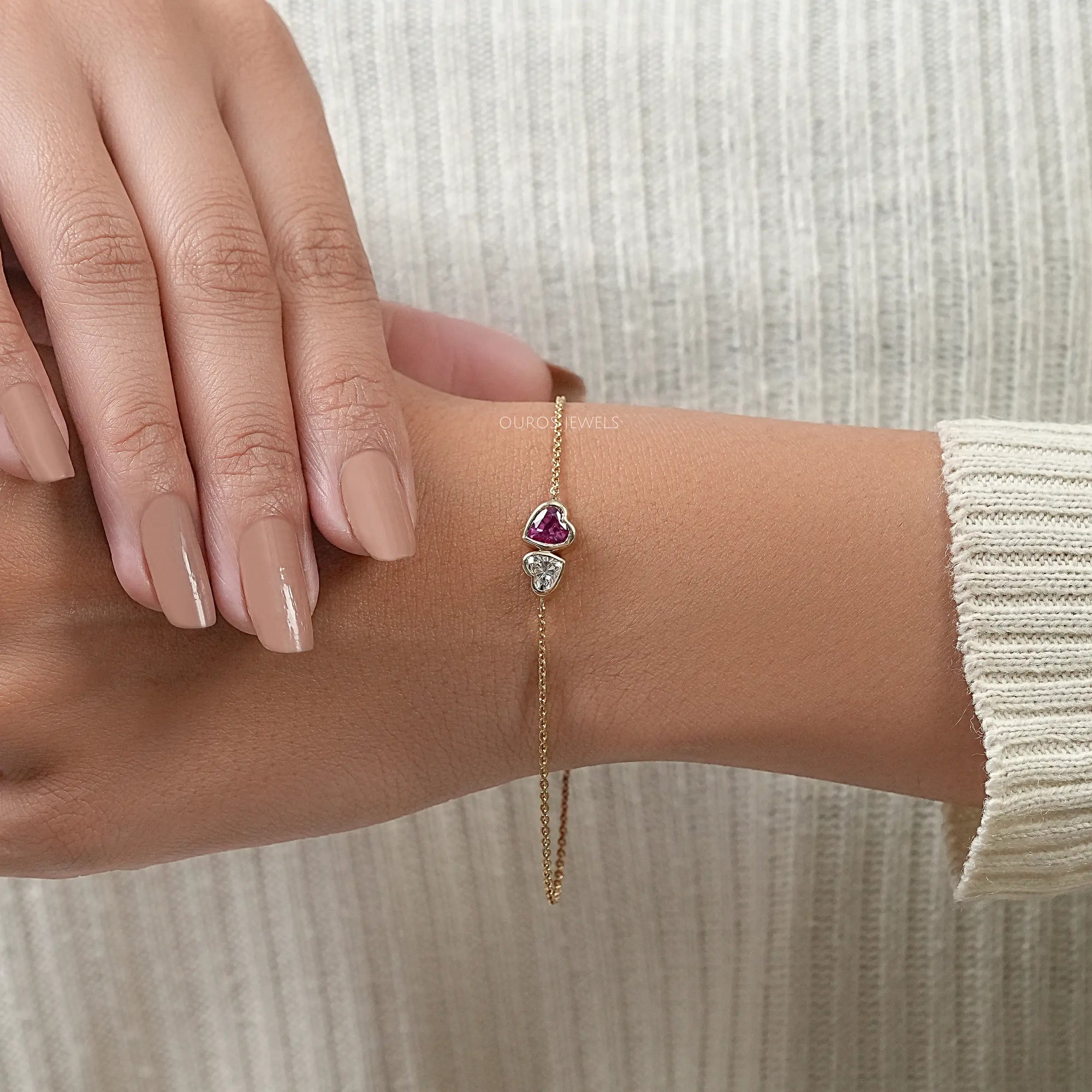 Toi Et Moi Bezel Set Lab Diamond Bracelet Bracelet
