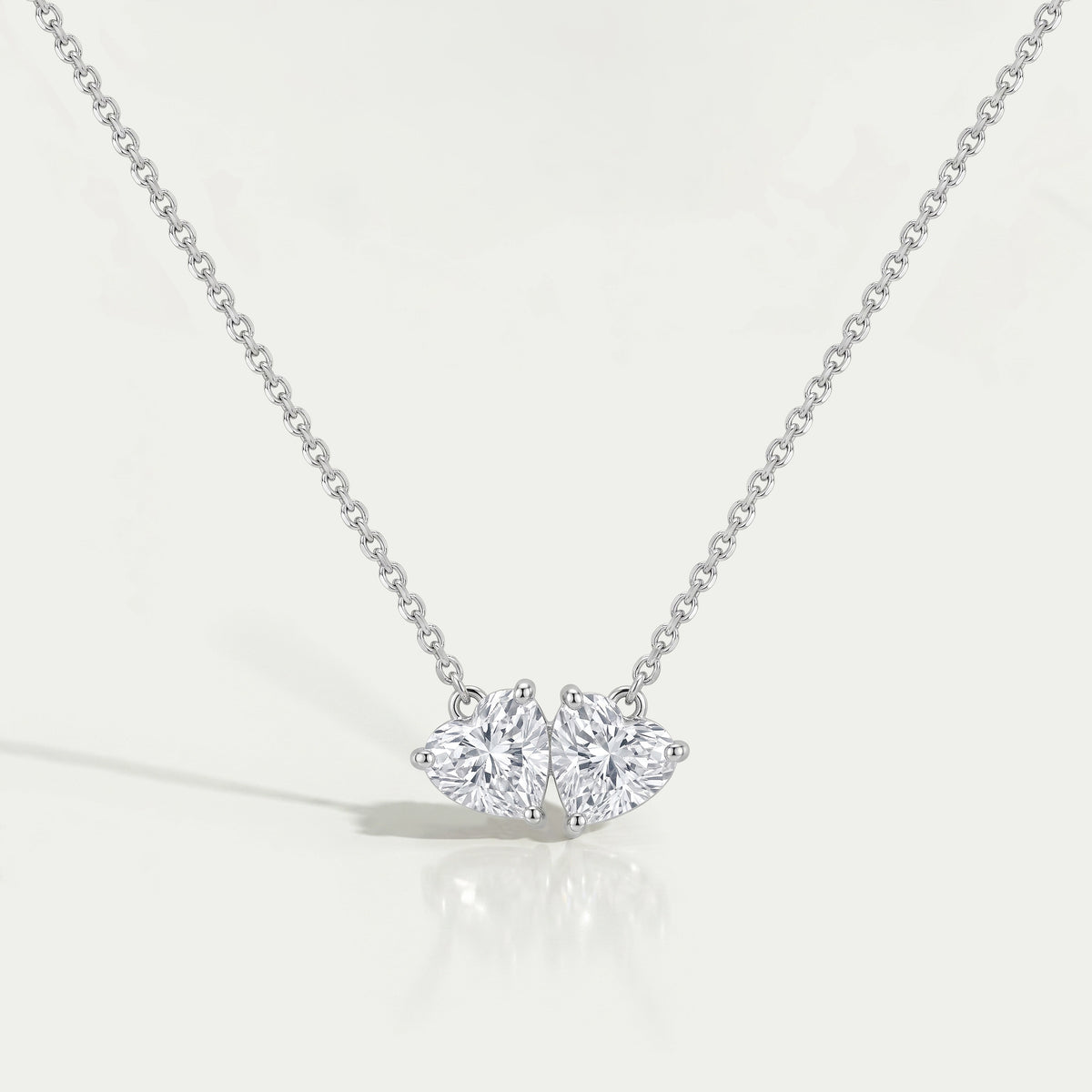Heart Cut Lab Diamond Toi Et Moi Pendant Necklaces