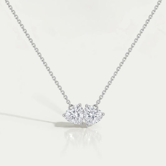 Heart Cut Lab Diamond Toi Et Moi Pendant Necklaces