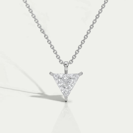 Triangle Cut Lab Diamond Solitaire Pendant Necklaces