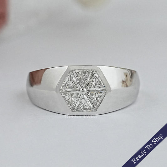 Antique Triangle Cut Lab Diamond Wedding Band Rings