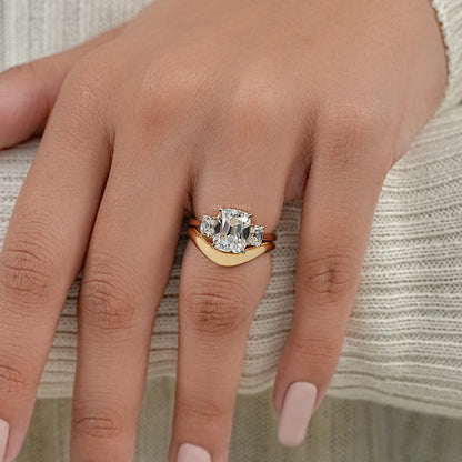 Trilogy Old Mine Cushion Diamond Curved Ring Set