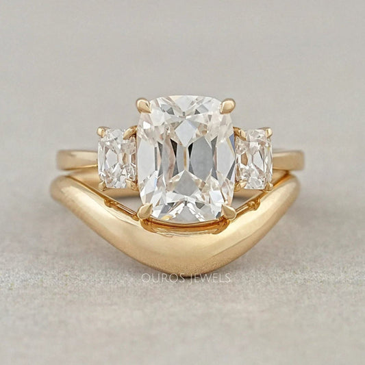 Trilogy Old Mine Cushion Diamond Curved Ring Set