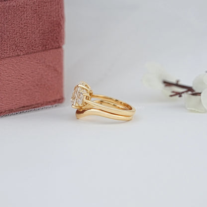 Trilogy Old Mine Cushion Diamond Curved Ring Set