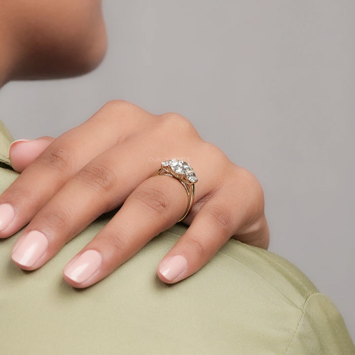 Oval Cut Three Stone Lab Grown Diamond Engagement Ring