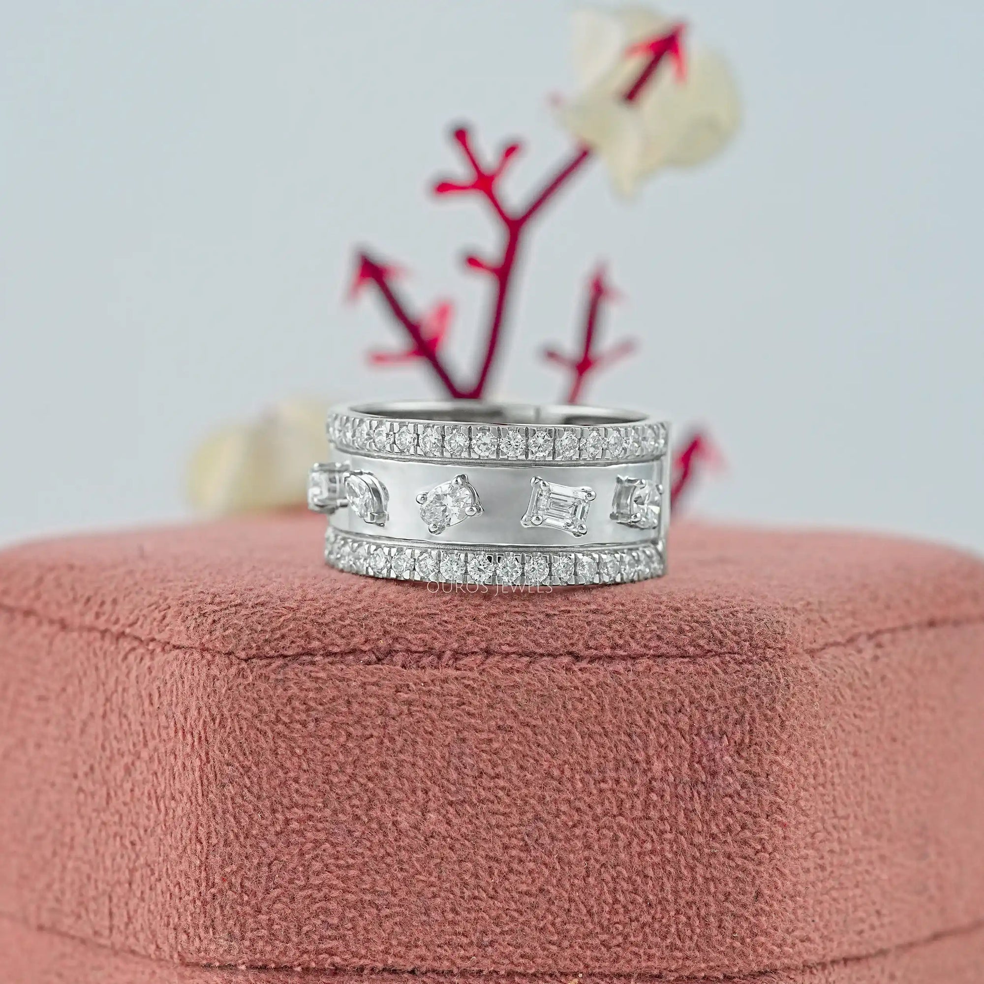 Triple Row Mixed Diamond Eternity Band Ring