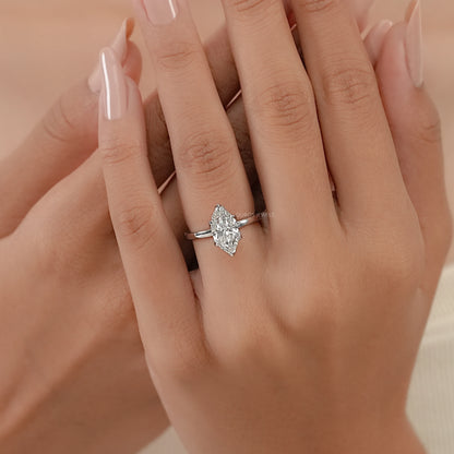 Tulip Hidden Halo Marquise Diamond Ring Ring