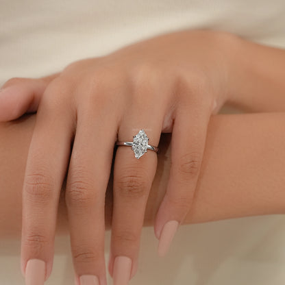 Tulip Hidden Halo Marquise Diamond Ring Ring