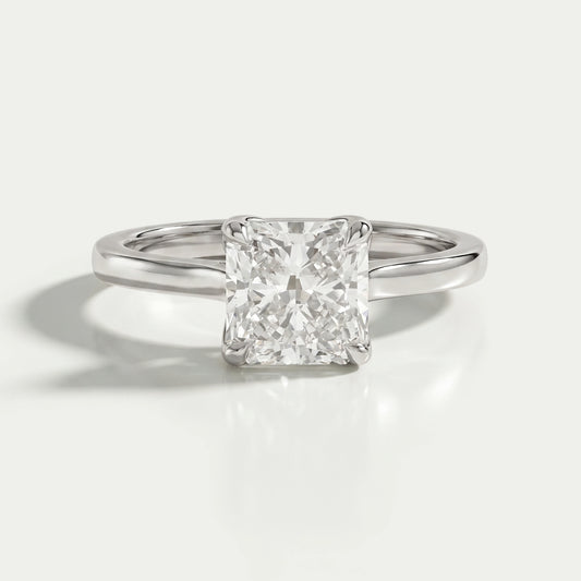 Square Radiant Cut Tulip Set Hidden Halo Ring Ring