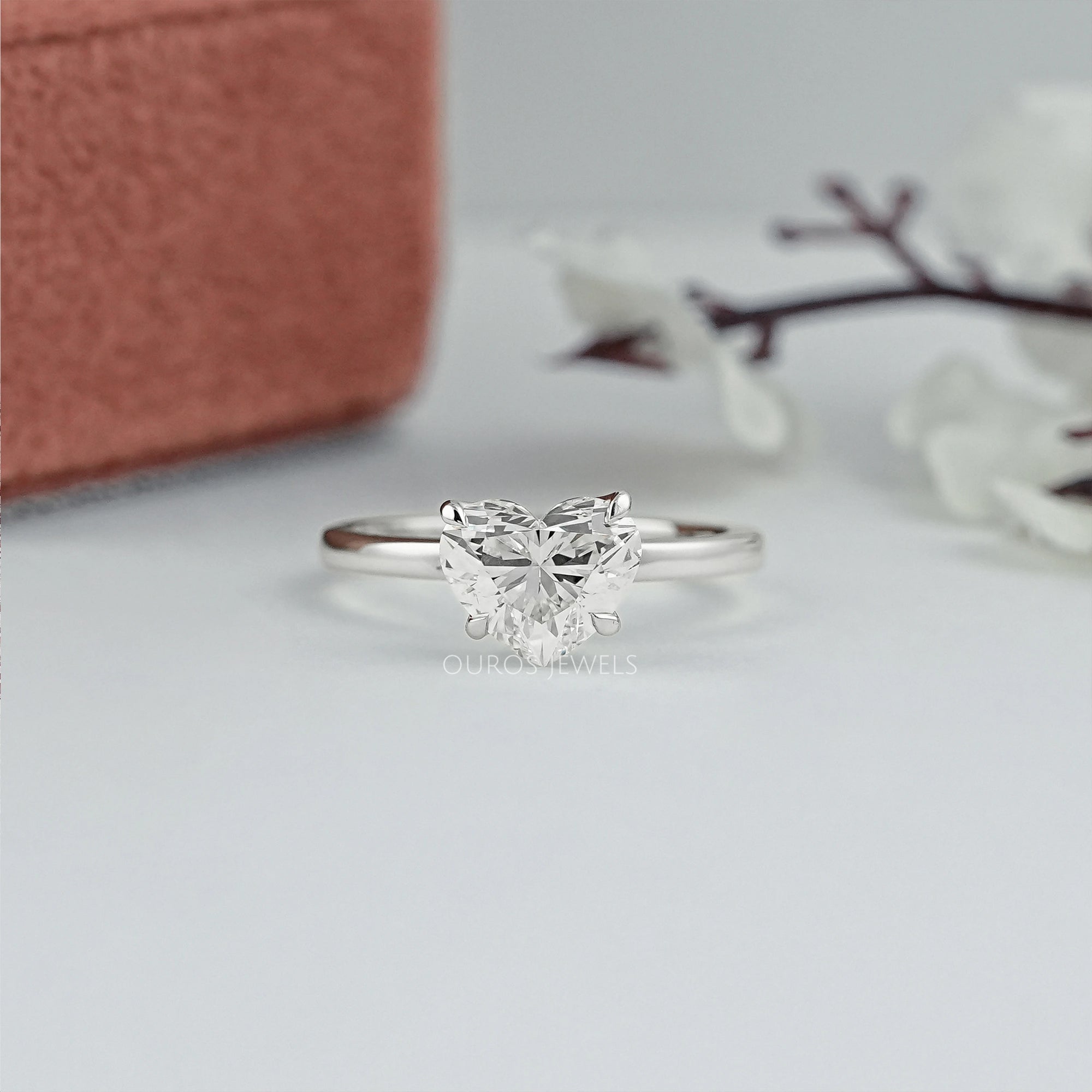 Heart Diamond Tulip Set Solitaire Ring