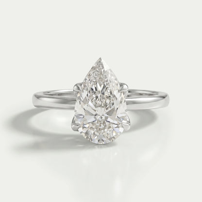 Tulip Set Hidden Halo Pear Cut Engagement Ring Ring