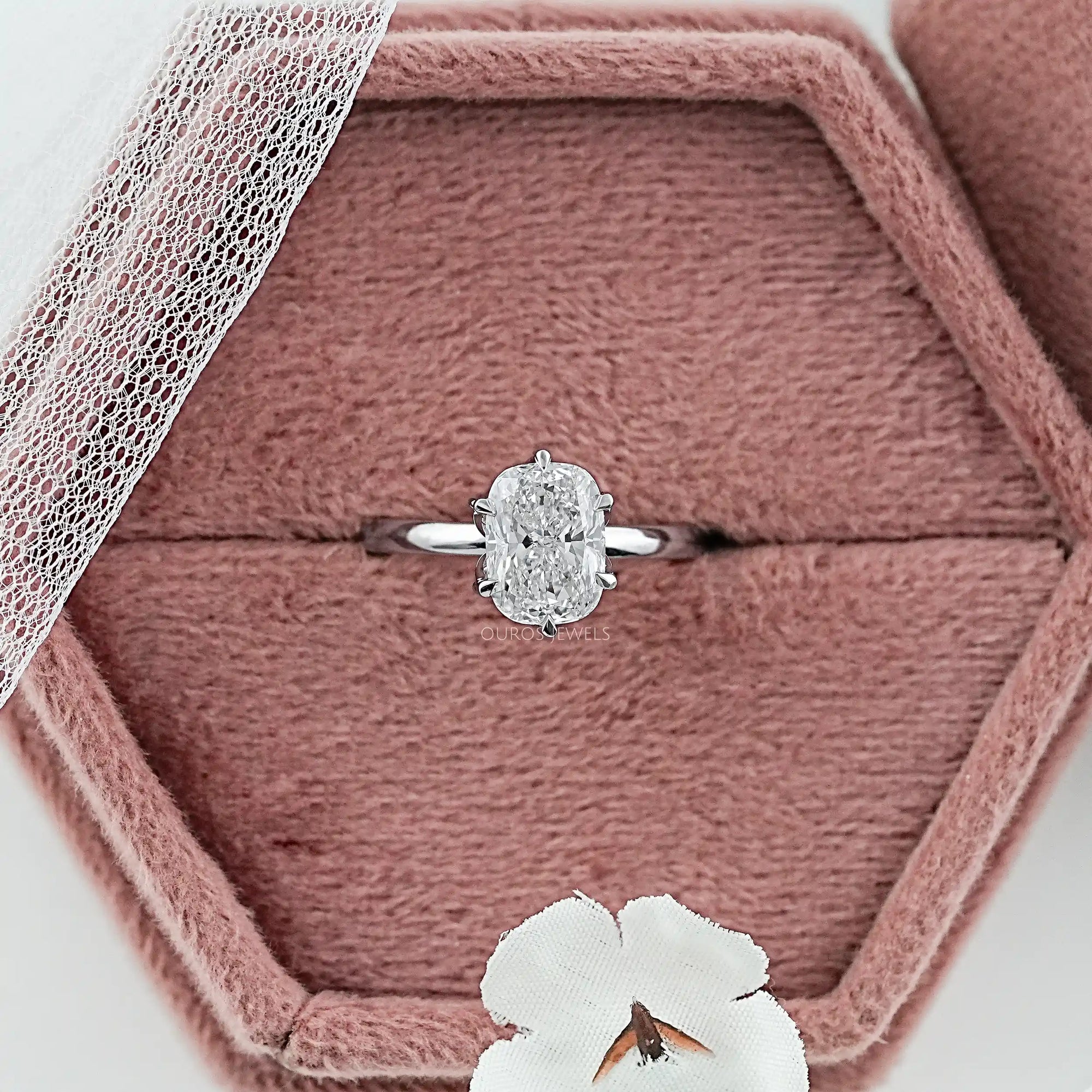 Tulip Set Cushion Cut Lab Diamond Engagement Ring