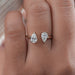 Two Stone Pear Lab Diamond Toi Et Moi Open Cuff Ring