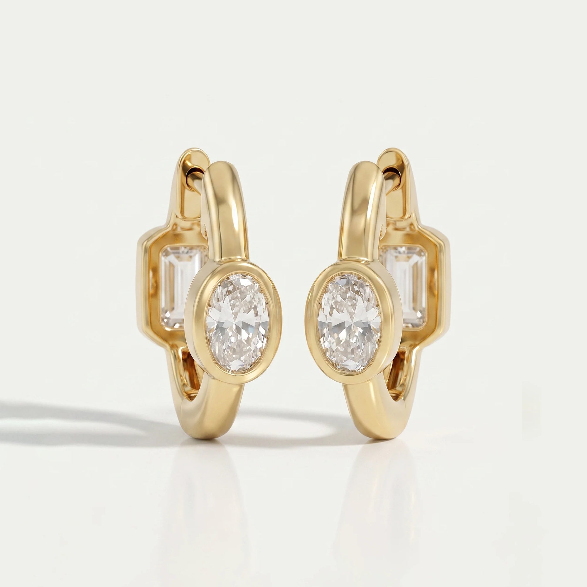 Two Stone Lab Diamond Bezel Set Hoop Earrings Earrings