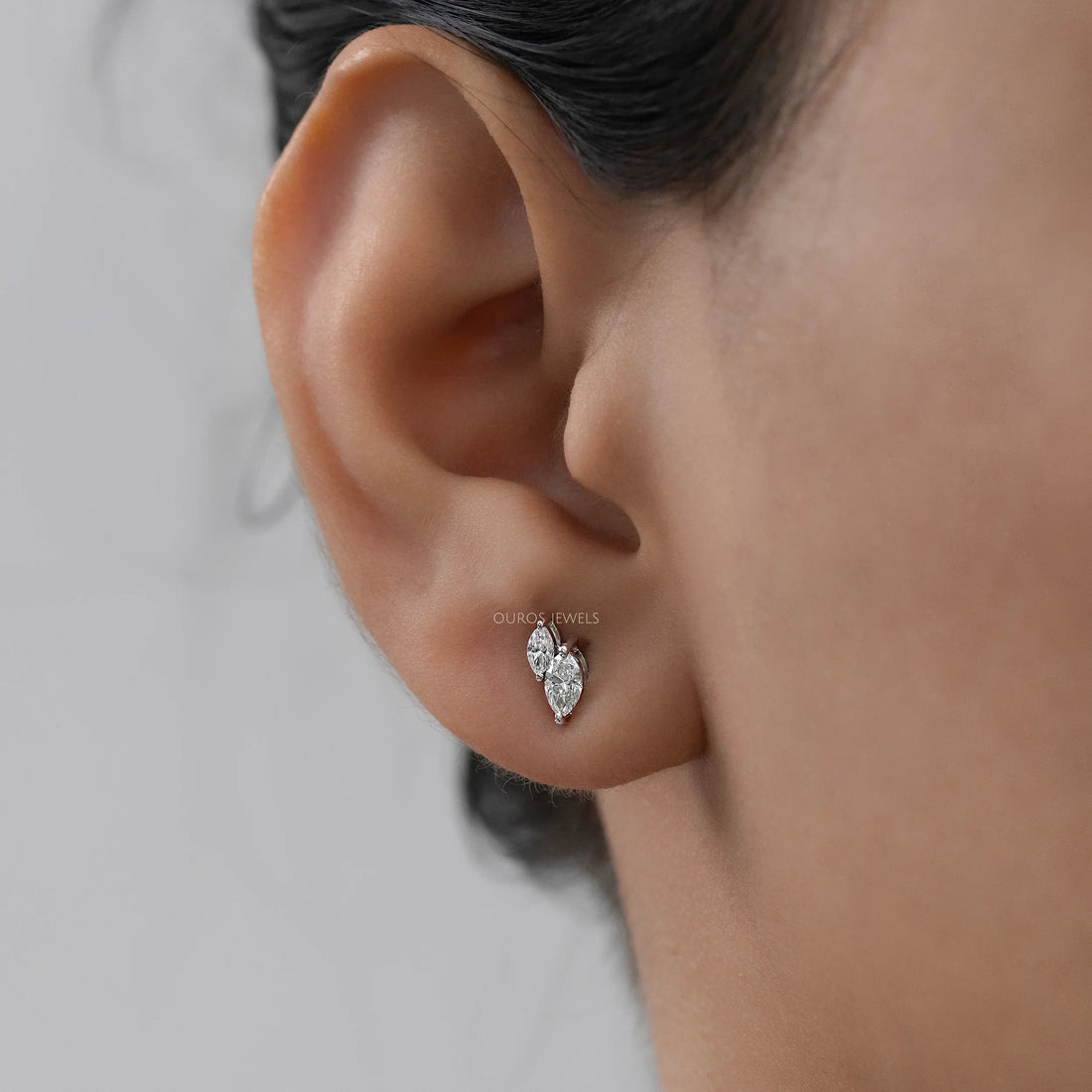 Two Stone Marquise Lab Diamond Stud Earrings