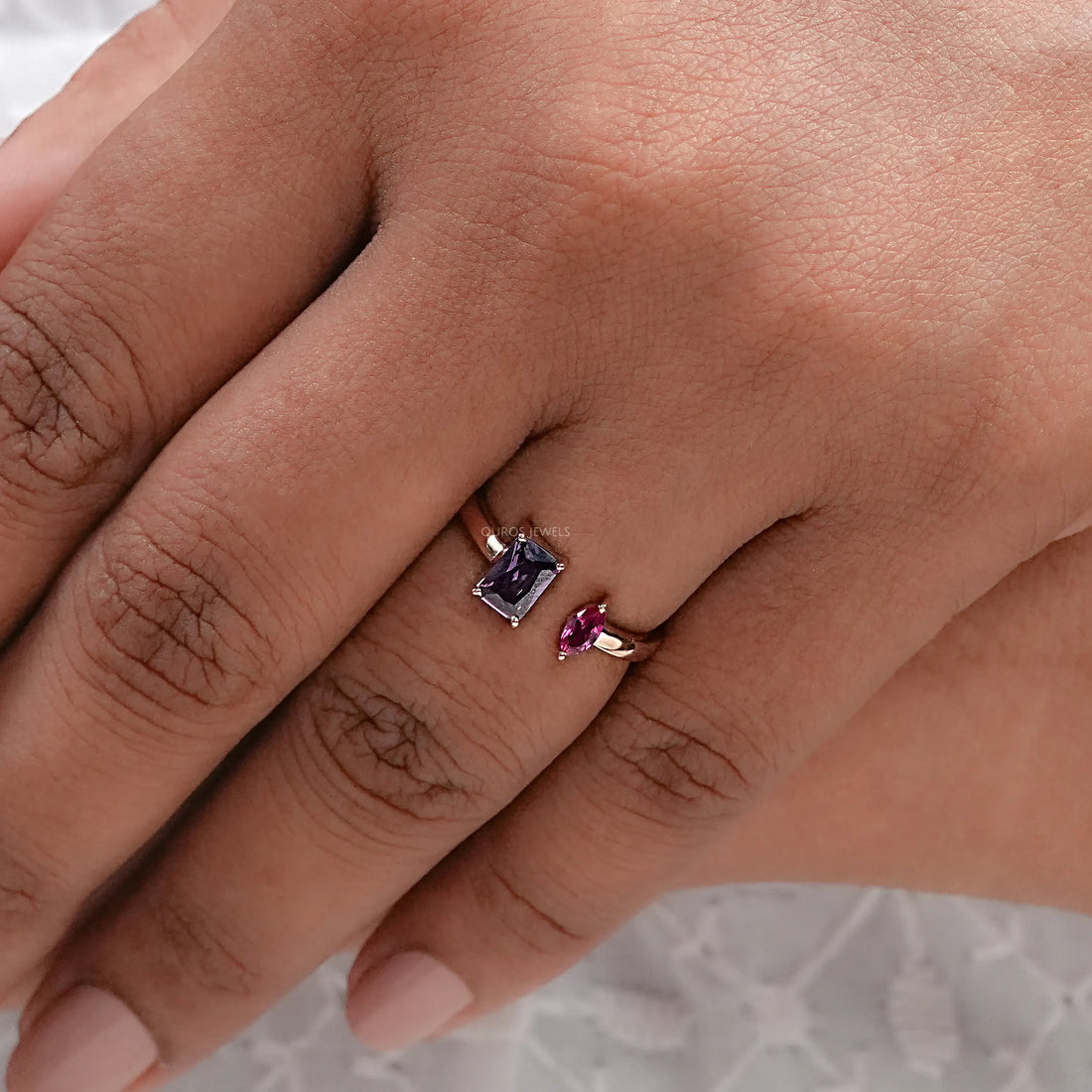Emerald And Marquise Gemstone Toi Moi Ring Ring