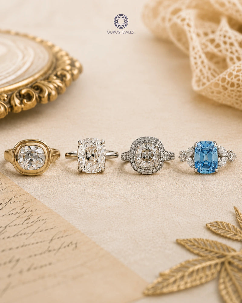 Best Setting for Old Mine Cushion Cut Diamond Engagement Rings