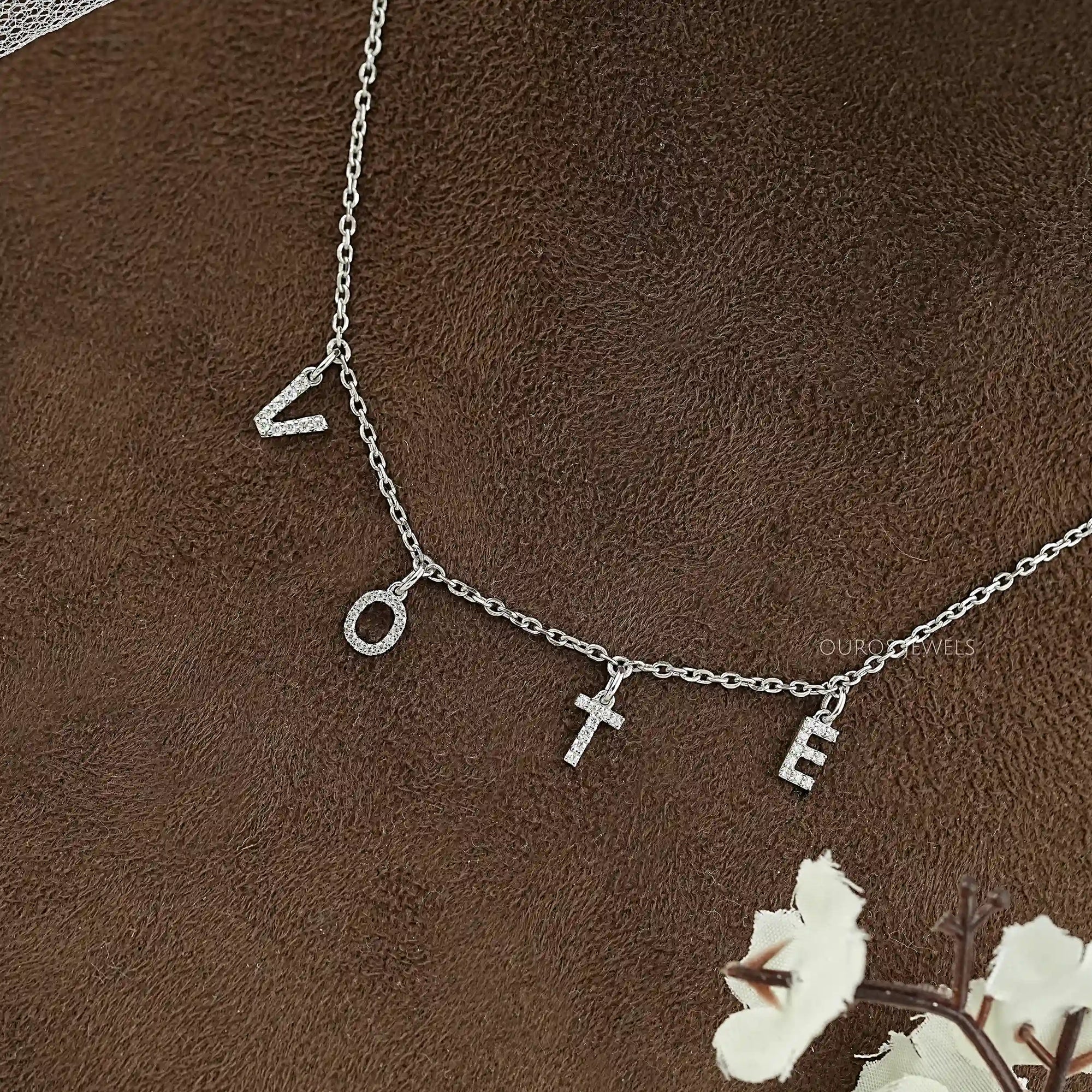 Customize VOTE Letter Round Cut Pendant