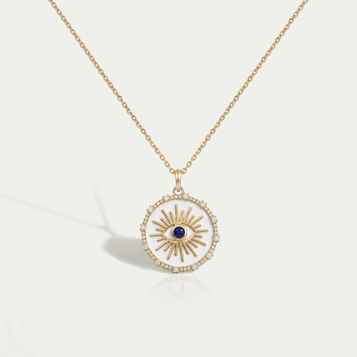 Antique Round Diamond Evil Eye Pendant Necklaces