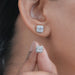 Asscher Lab Diamond Halo Stud Earrings Earring
