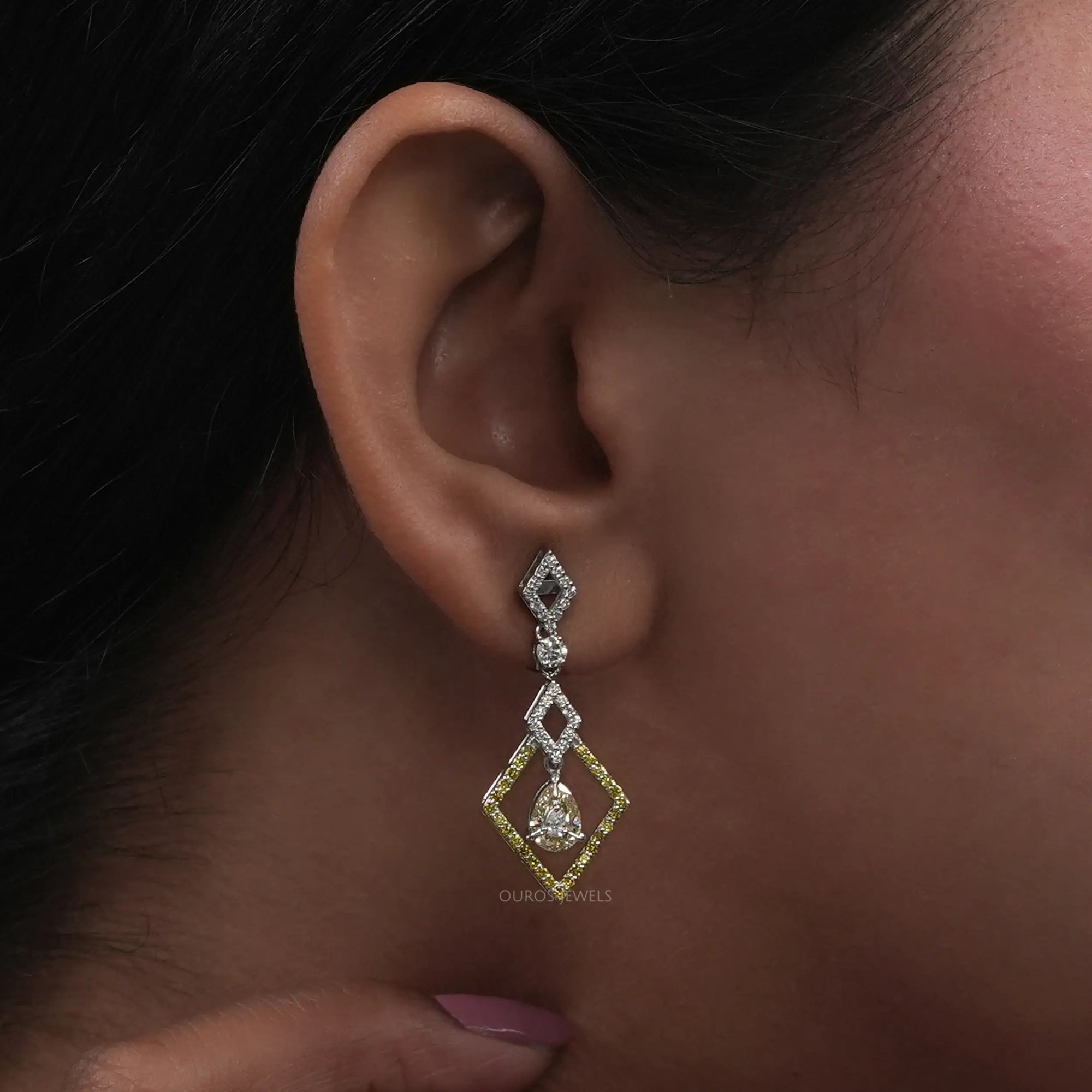 Kite Shape Pear Diamond Dangle Earrings Earrings