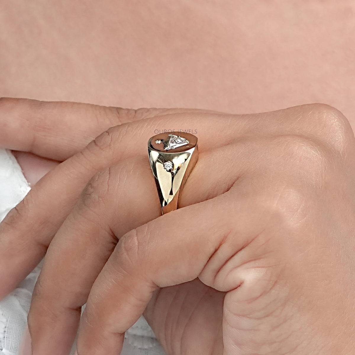 Antique Bull Cut Lab Diamond Wedding Ring Ring