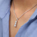3 Stone Round Cut Lab Diamond Bar Pendant Necklaces