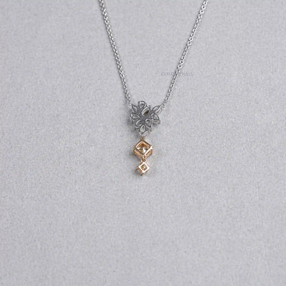 Cluster Diamond Yellow Asscher Cut Pendant Necklaces