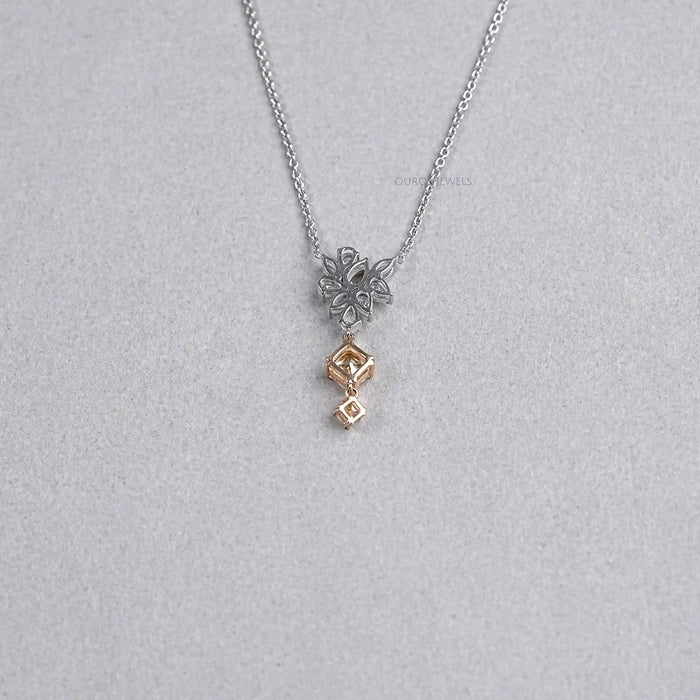 Cluster Diamond Yellow Asscher Cut Pendant Necklaces