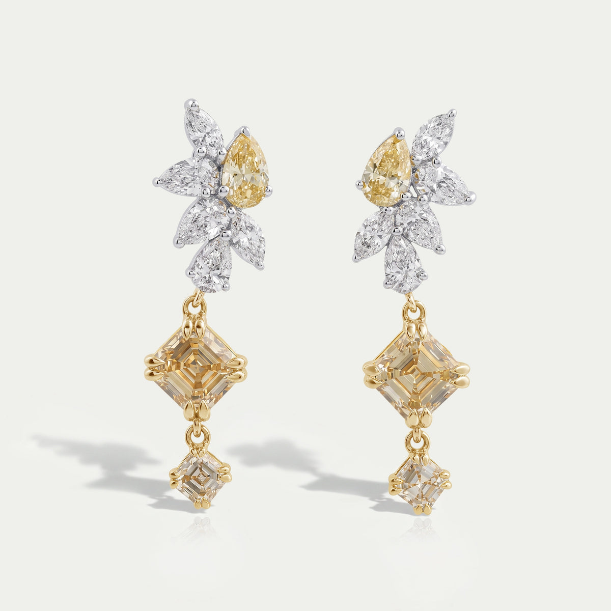 Yellow Asscher Lab Diamond Dangle Earring