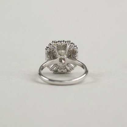 Yellow Cushion Cut Bezel Set Cluster Diamond Ring