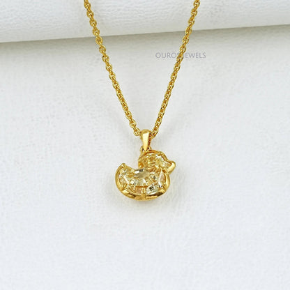 Yellow Duck Cut Diamond Bezel Set Pendant Necklaces