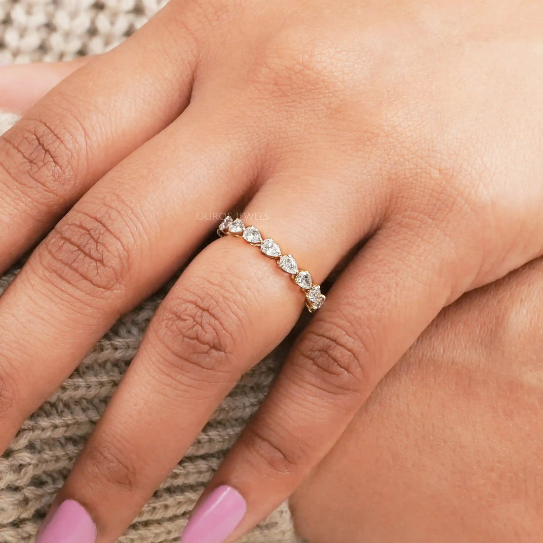 Pear Cut Lab Grown Diamond Half Eternity Band
