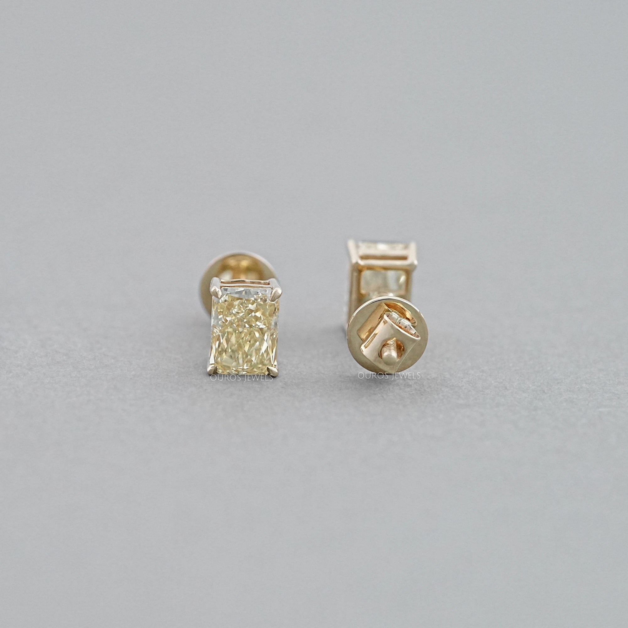 Yellow Radiant Lab Diamond Stud Earrings Earrings