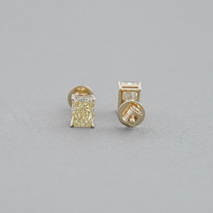 Yellow Radiant Lab Diamond Stud Earrings Earrings