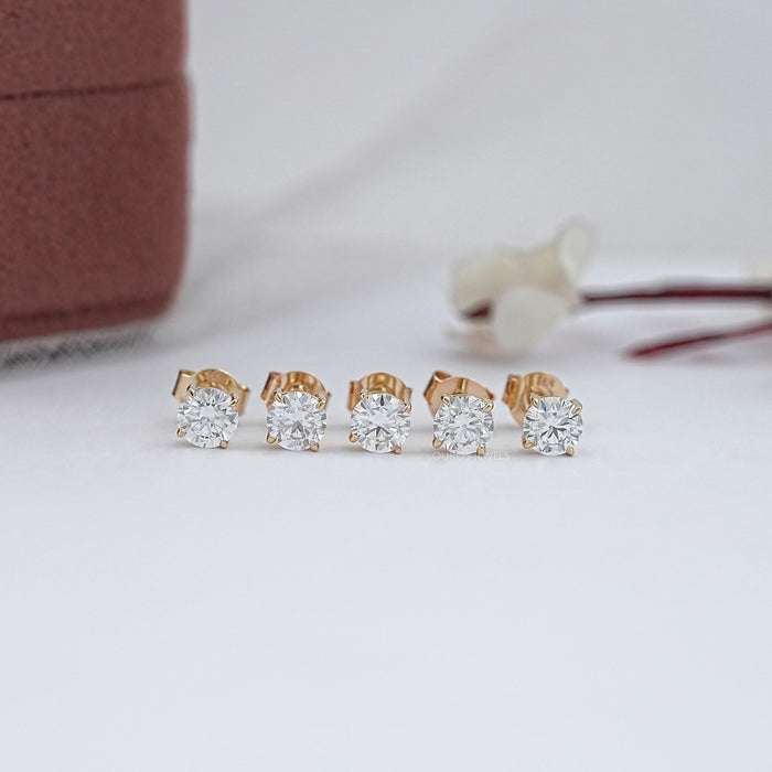 Round Cut Lab Grown Diamond Stud Earrings Earrings
