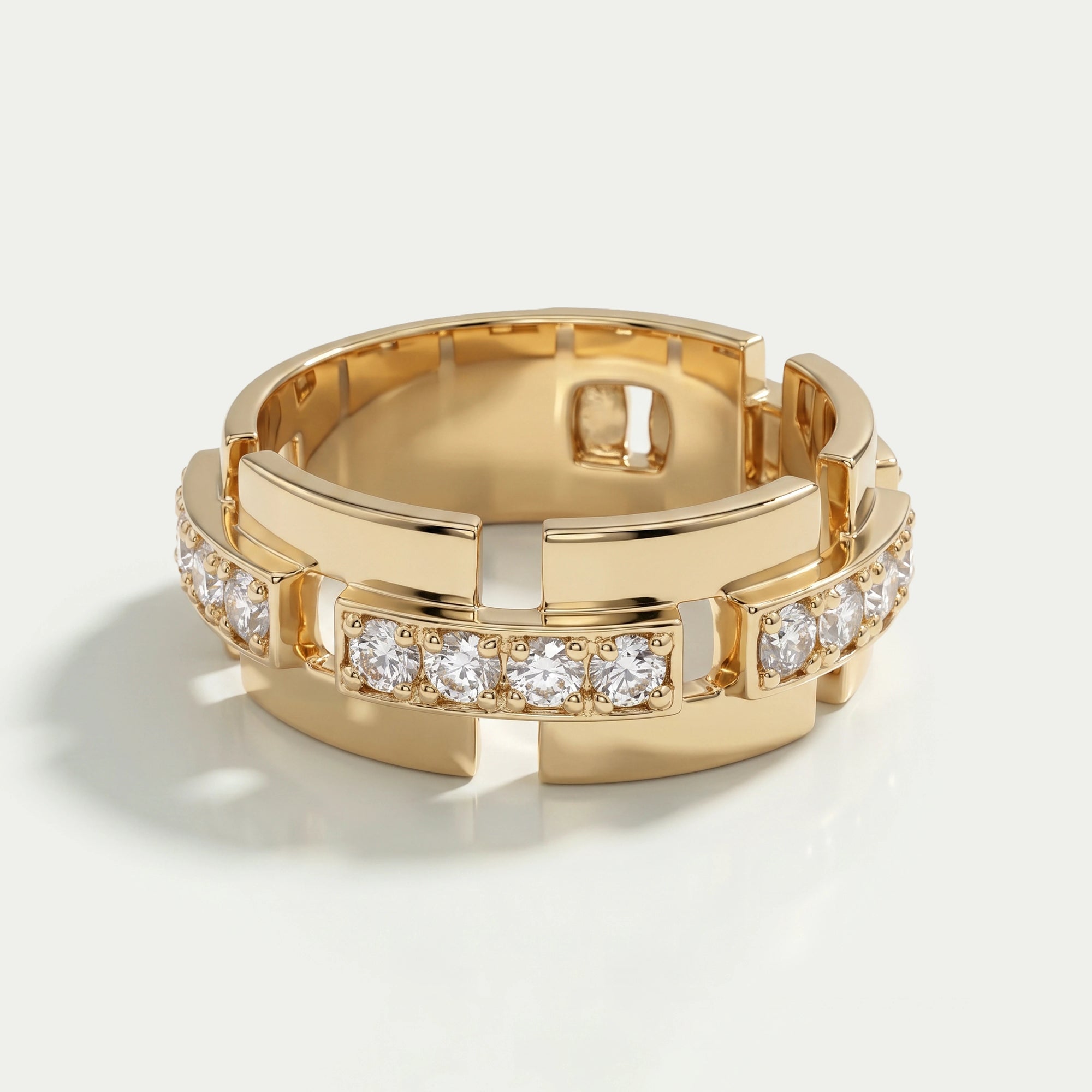 Yellow Gold Round Cut Lab Diamond Wedding Band Ring