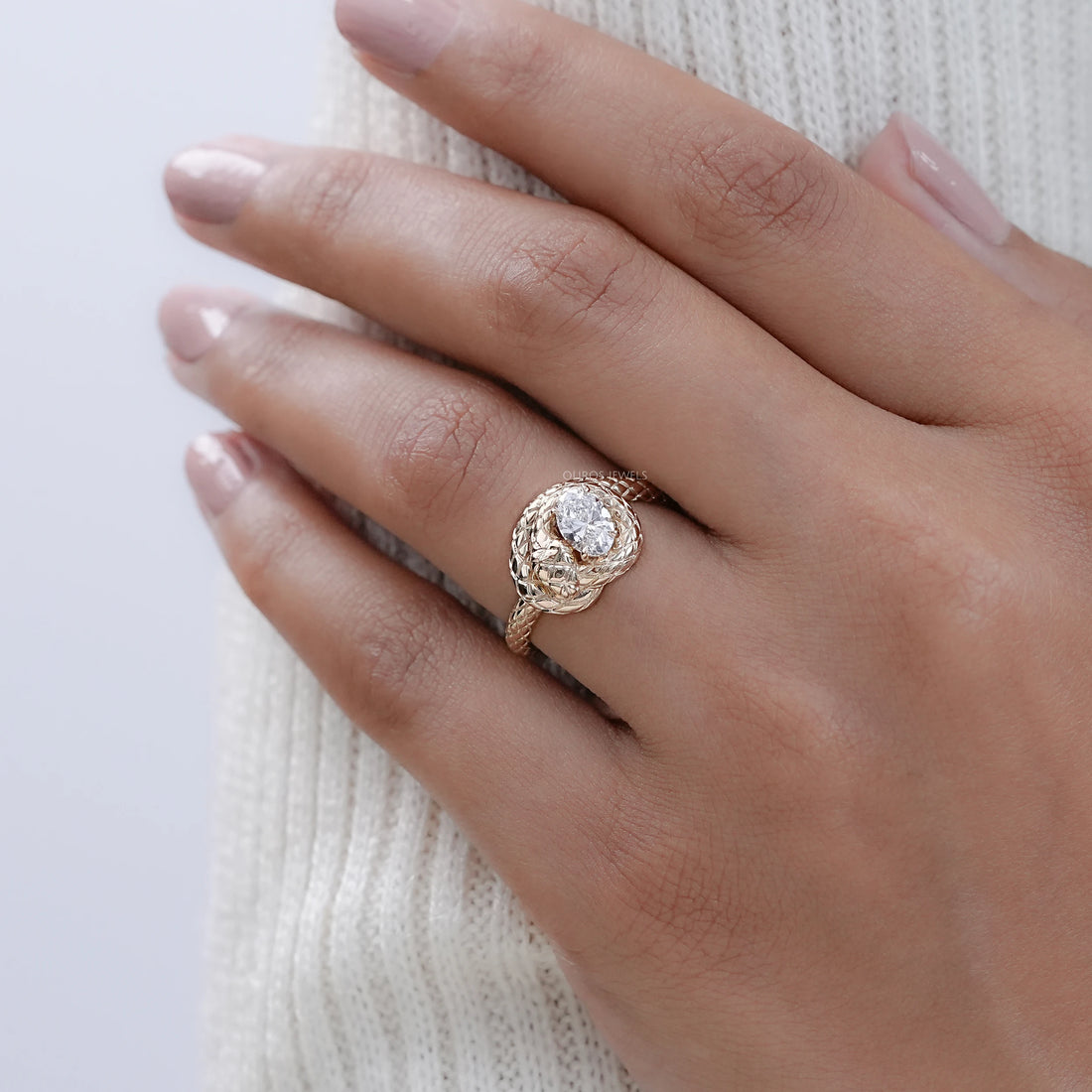 Snake Shaped Lab Diamond Anniversary Ring Rings