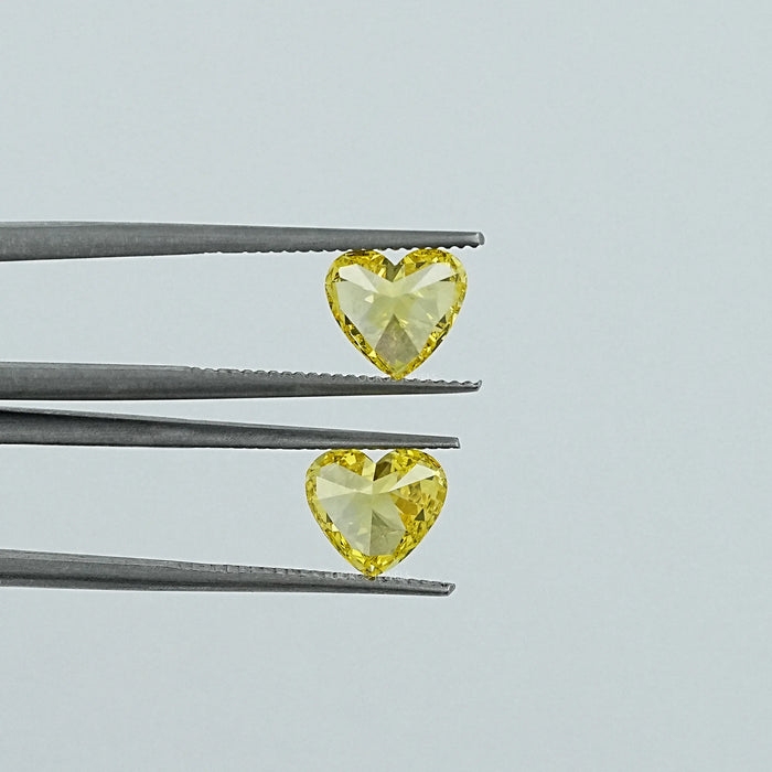 Yellow Heart Lab Grown Diamond Matching Pair Loose